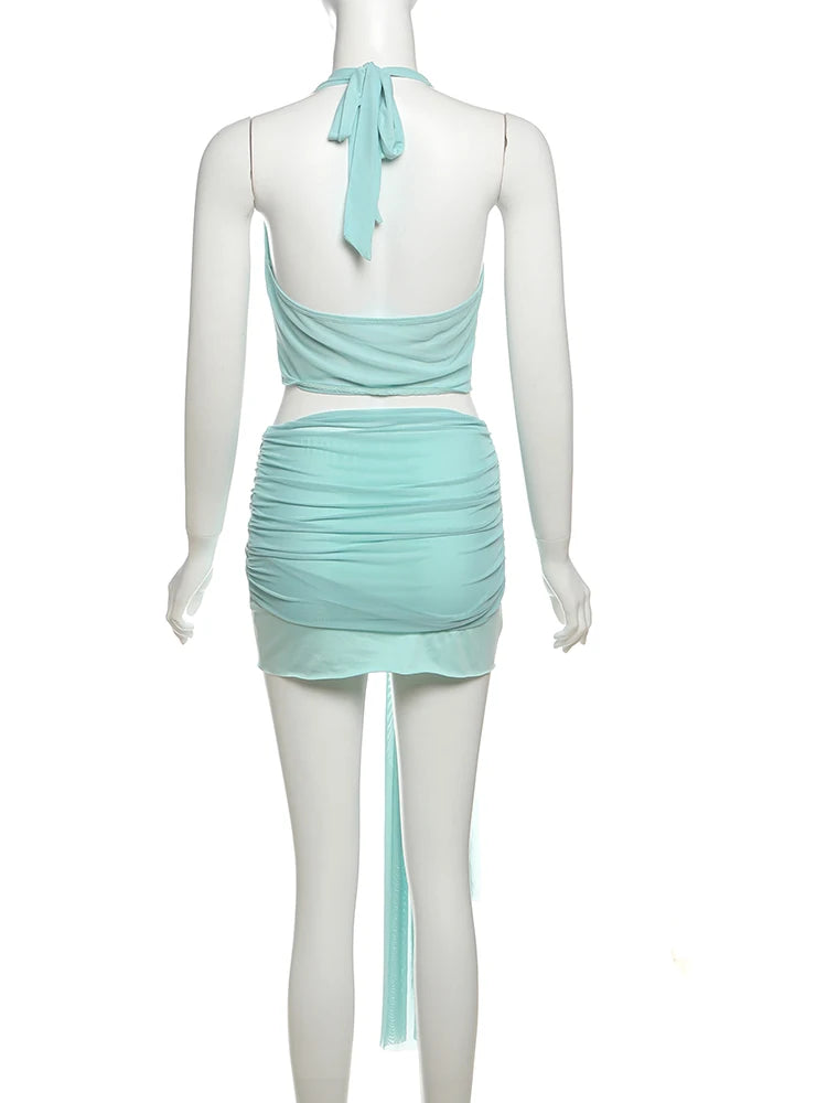 Women's 2-Piece Criss-Cross V-Neck Set - Summer Party Outfit