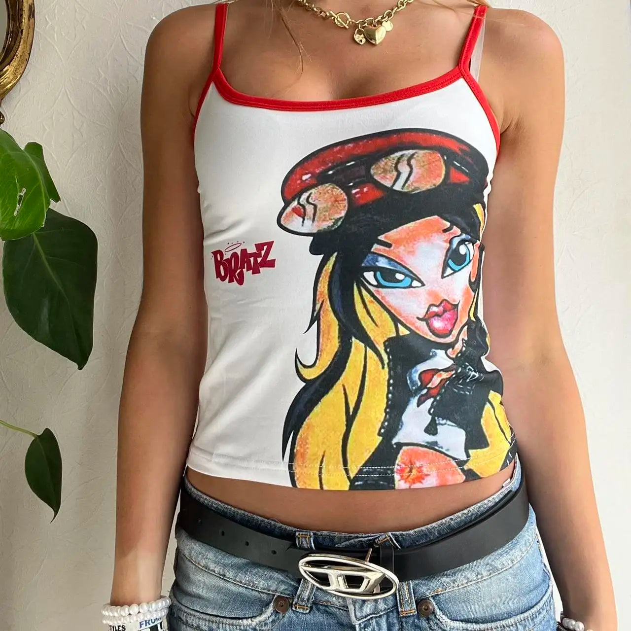 Girls Y2k 2000s Cartoon anime Printing Tank Top Summer Vintage Crew neck Crop Tops Harajuku Streetwear Grunge sexy Corset