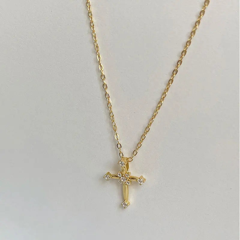 Stainless Steel Cross Pendant Necklace | Zircon Gems