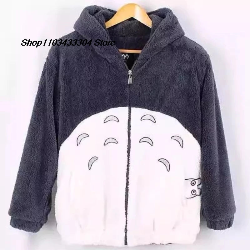 Totoro cosplay sweater Kawaii Hoodie Sweatshirt My Neighbor Coat Fleece Overcoat With Ears Harajuku Cute Jackets Christmas gifts