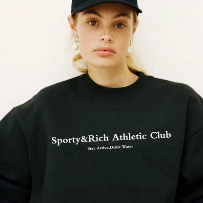 American Vintage Athletic Club Letters Printing Casual Sweatshirts Autumn Long Sleeve Loose Cotton Thick Warm Women Pullover