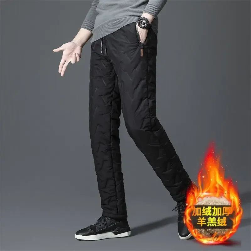 best 2023 Winter Lambswool Warm Pants Thicken Men Loose Jogger Fleece Pants Casual Long Track Windproof Waterproof Thermal Trousers shop online at M2K Trends for