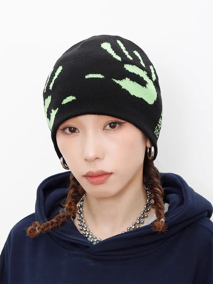 Gorro para mujer, gorro tejido con gráfico para invierno y primavera, ropa de calle Y2k, jersey de Kawaii Coreano de estética negra, jersey Kpop Gotihc Hip Hop Unisex