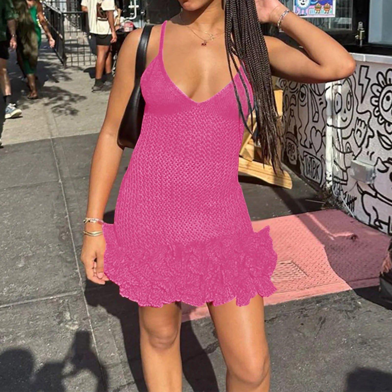 Summer Fishtail Dress - Open Back V-Neck Midi Sundress