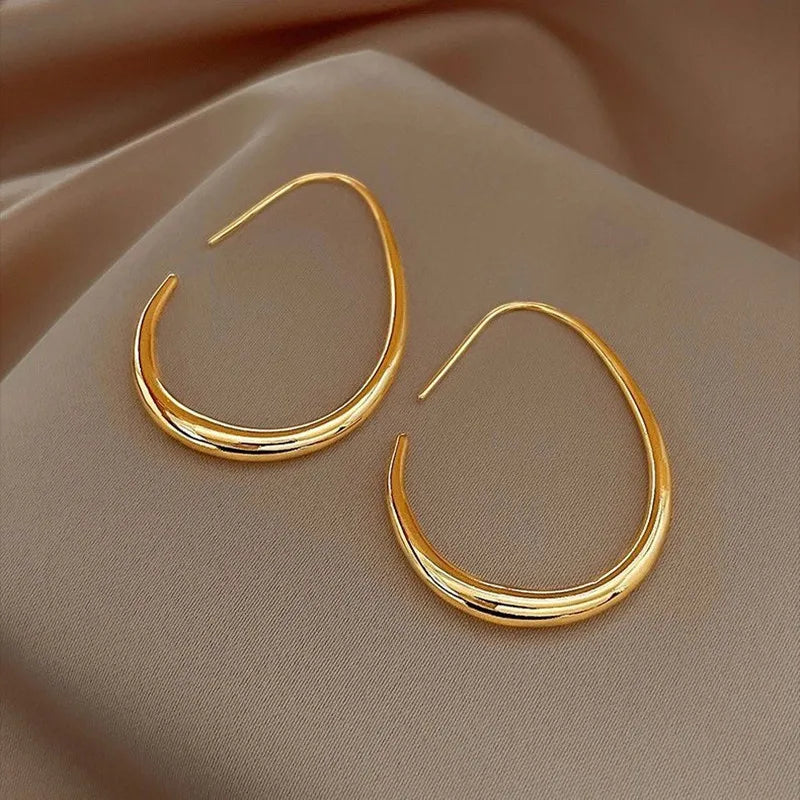 Hot Sale Geometric Oval Hoop Earrings for Women Simple Desgin Earrings Party Wedding Fashion Jewelry Accessories 2024