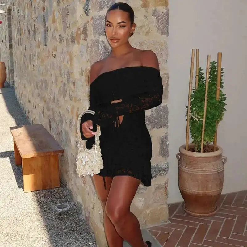 Avrilyaan Lace Perspective Strapless Short Sexy Dress Women 2024 Elegant Party Dress Backless Bodycon Mini Summer Dress Vestidos