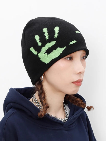 Women Hat Beanie Knitting Graphic Winter Spring Y2k Streetwear Black Aesthetic Korean Kawaii Pullover Kpop Gotihc Hip Hop Unisex