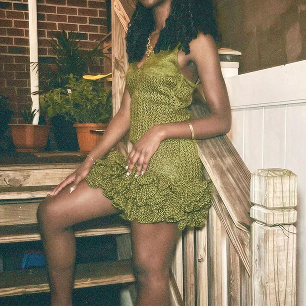 Summer Fishtail Dress - Open Back V-Neck Midi Sundress