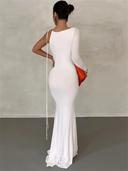 M2k Trends One Shoulder Bodycon Maxi Dress for Women