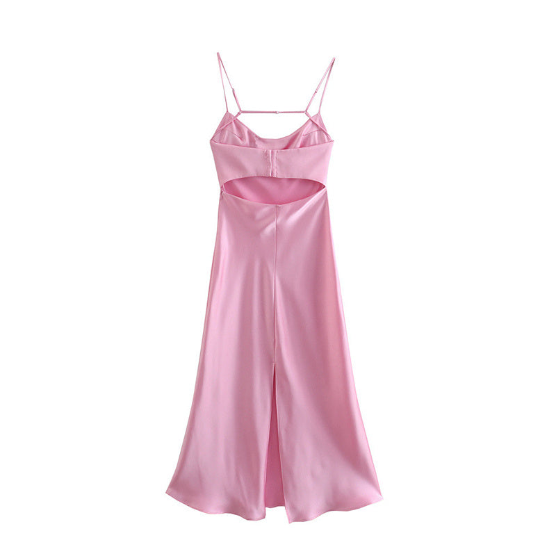 Elegant Satin Slip Dress – Sleeveless Backless Summer Party Dress