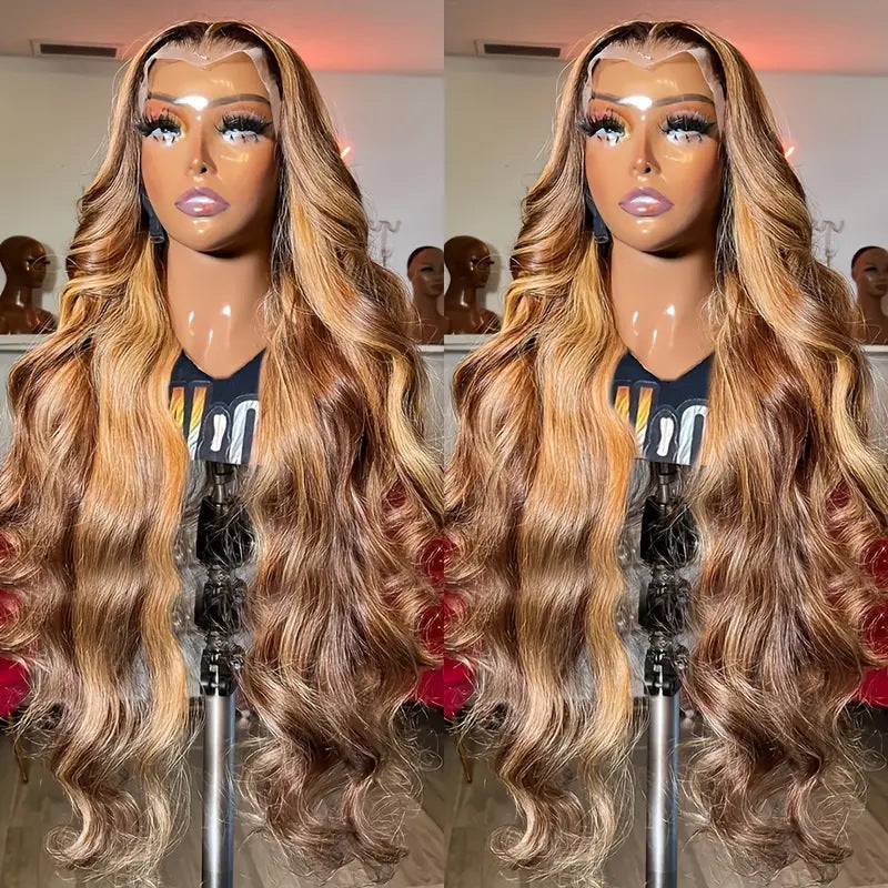 Women's Curly Lace Front Wig with Piano Color Waves