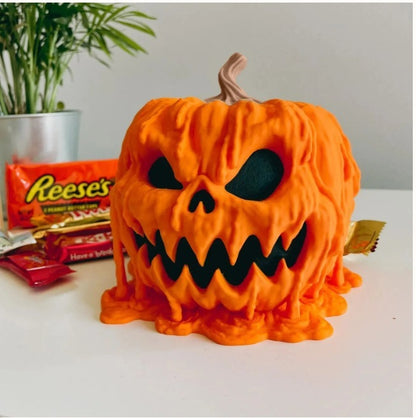 Melting Halloween Pumpkin Candy Bowl with Lid | Reusable Spooky Food Display