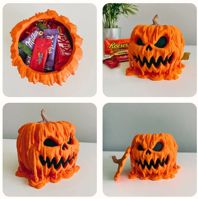 Melting Halloween Pumpkin Candy Bowl with Lid | Reusable Spooky Food Display