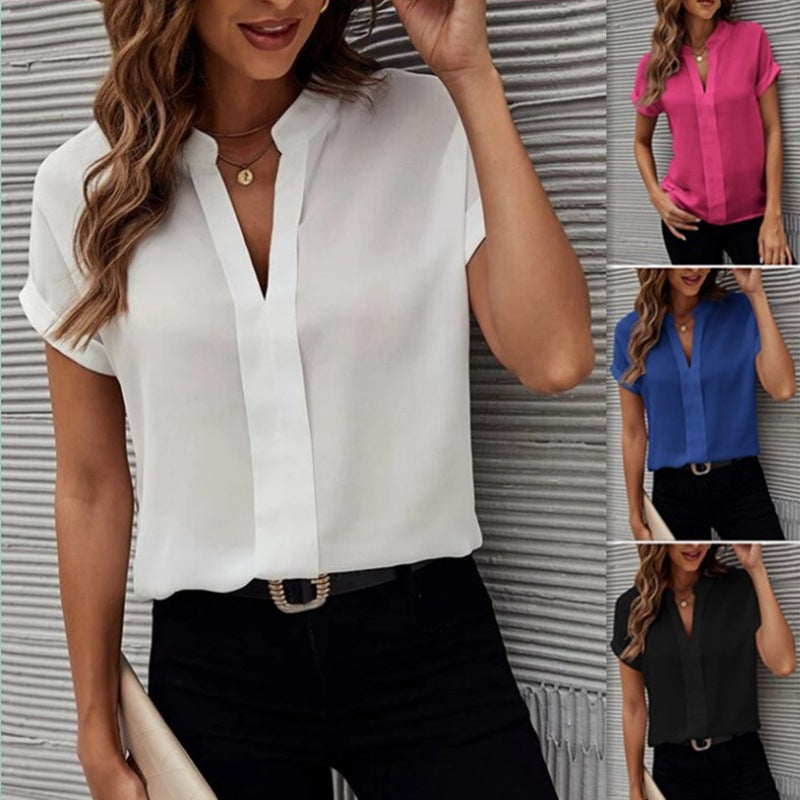 Camisa casual de moda de color sólido para mujer