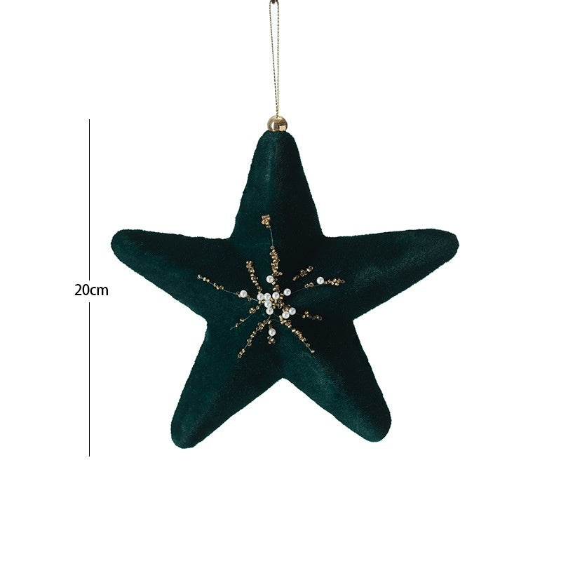 High-end Flocking Dark Green Christmas Ball Christmas Tree Decoration Pendant