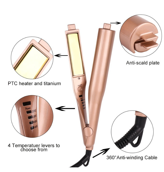 Travel-friendly dual voltage hair straightener curle