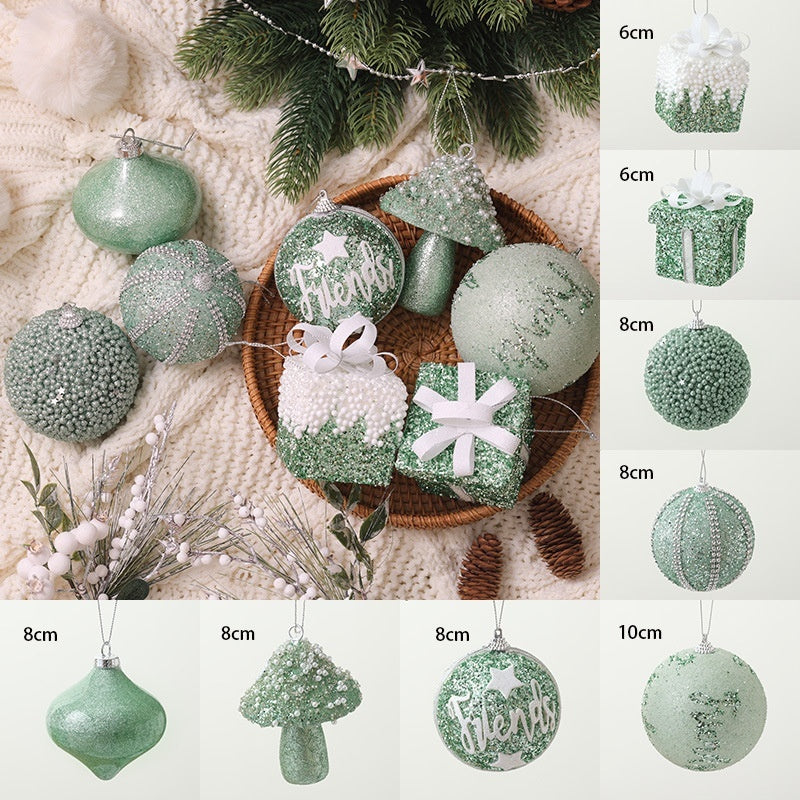 High-end Flocking Dark Green Christmas Ball Christmas Tree Decoration Pendant