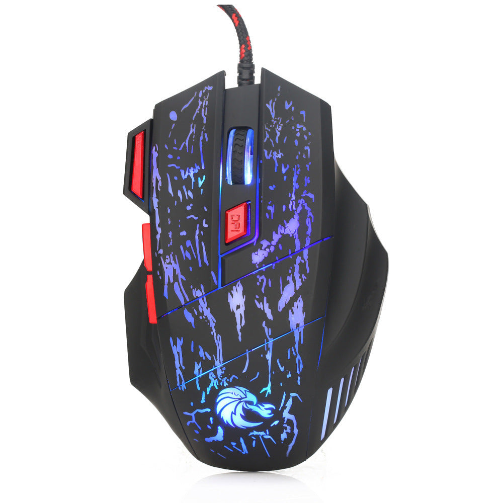 Water Crack Colorful Luminous Game Mouse Wired Mouse