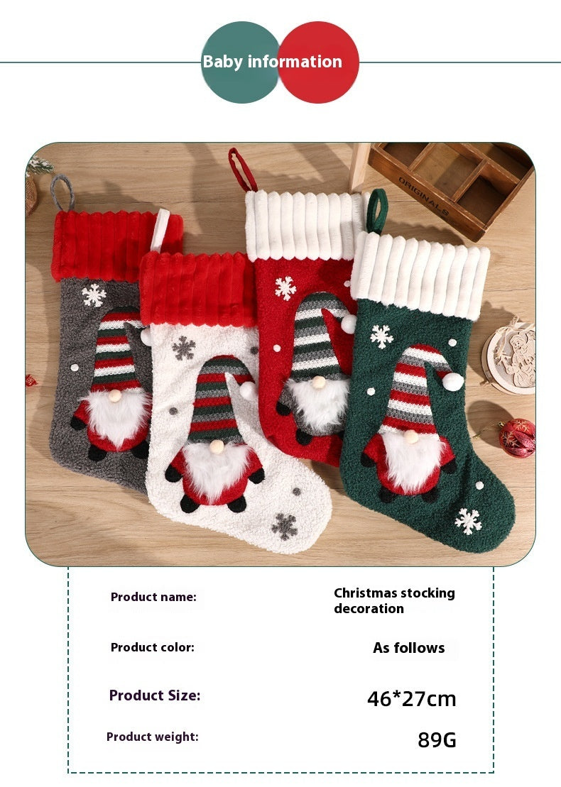 Christmas Decoration Embroidered Old Man Christmas Candy Socks Gift Bag Pendant