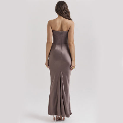 Sexy Slim Tube Top Long Dress – Backless Bandeau Evening Wear