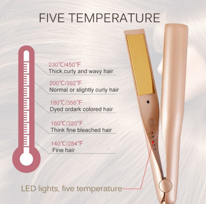 2-in-1 Ceramic Hair Straightener & Curler – 360° Swivel, Global Voltage, Fast Heat-Up