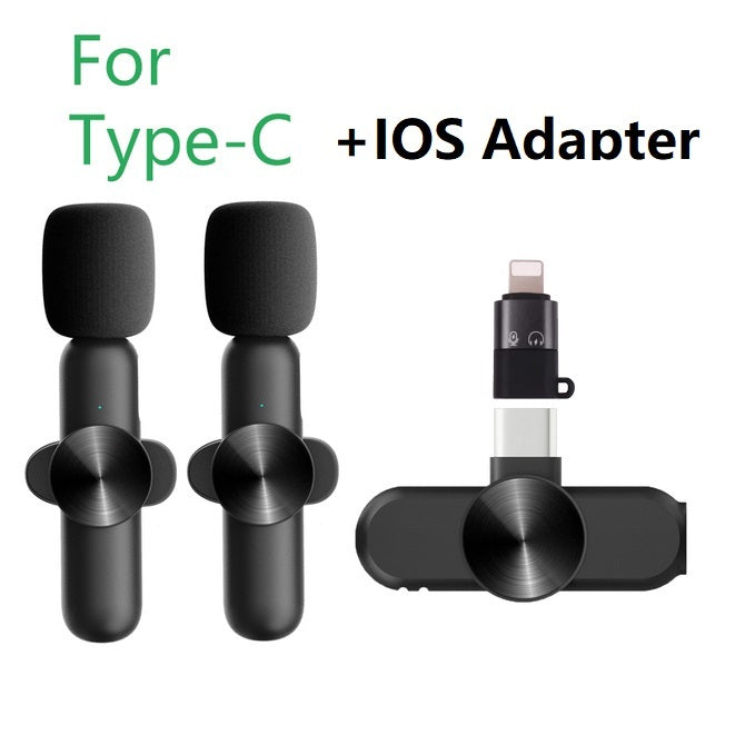 Micrófono Lavalier con cancelación de ruido 2.4G 1 a 2