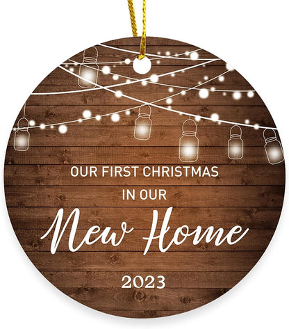 2023 Christmas Round Wooden Plaque Hanging Decoration Cross-border Christmas Hanging Decoration Souvenir