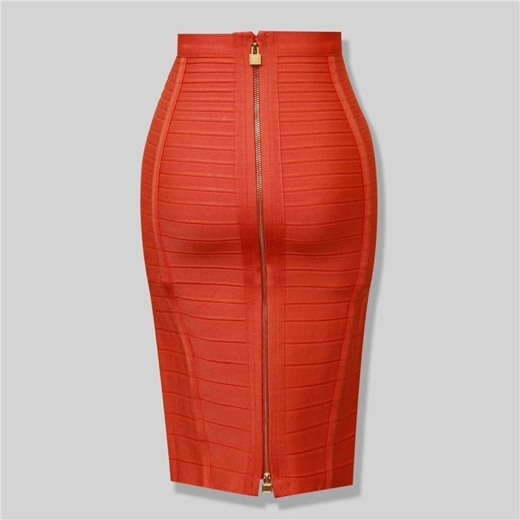 best 16 Colors XL XXL Sexy Solid Zipper Orange Blue Black Red White Pink Bandage Skirt Women Elastic Bodycon Summer Pencil Skirt 58cm skirt shop online at M2K Trends for body shape skirt
