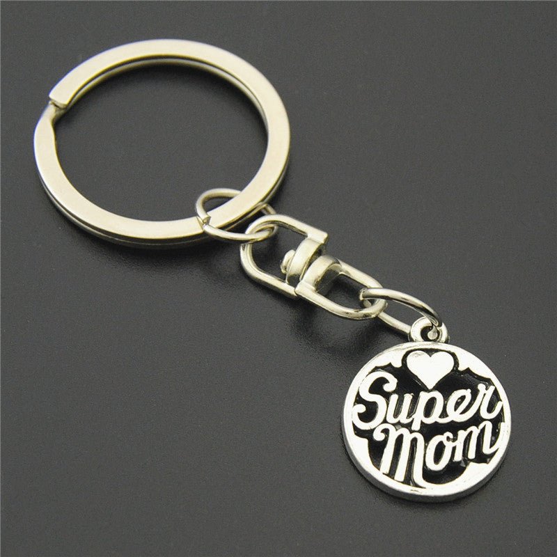 best 1PC Super Mom Key Chain Round Key Ring Diy Mothers Day Gift For Mother Accessories shop online at M2K Trends for gift