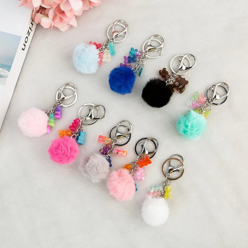 best 1PC Women Keychain Bear Handbag Keyring Flatback Resin Pendant Charms Colorful shop online at M2K Trends for