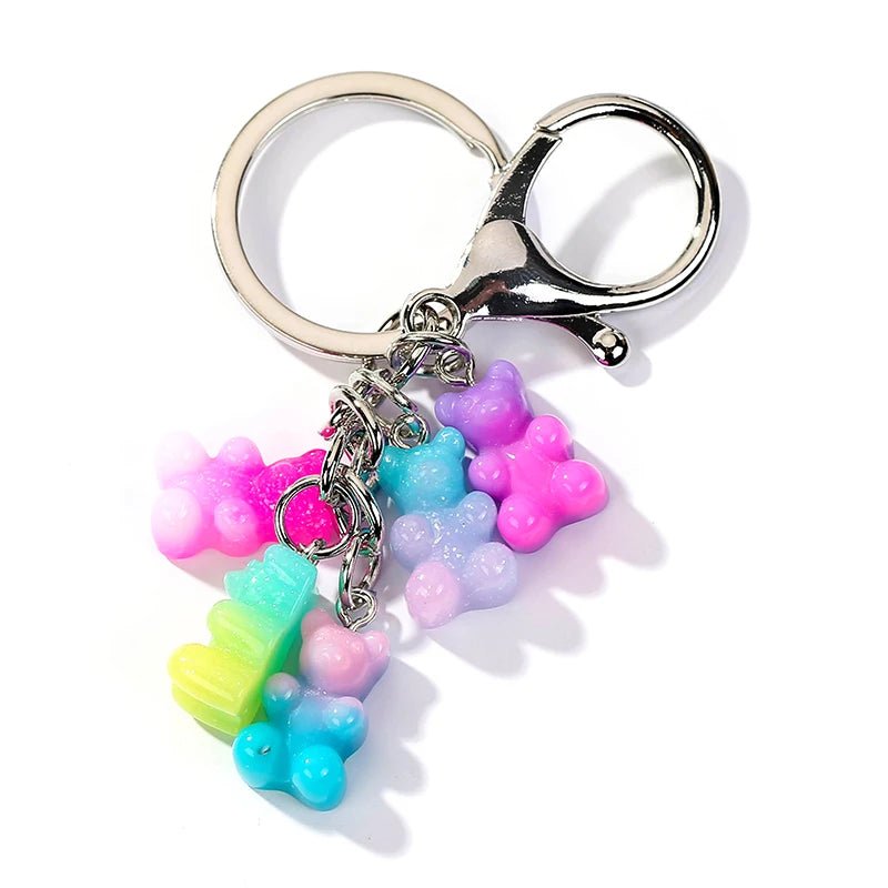 best 1PC Women Keychain Bear Handbag Keyring Flatback Resin Pendant Charms Colorful shop online at M2K Trends for