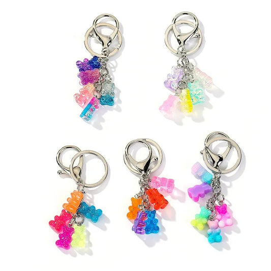 best 1PC Women Keychain Bear Handbag Keyring Flatback Resin Pendant Charms Colorful shop online at M2K Trends for