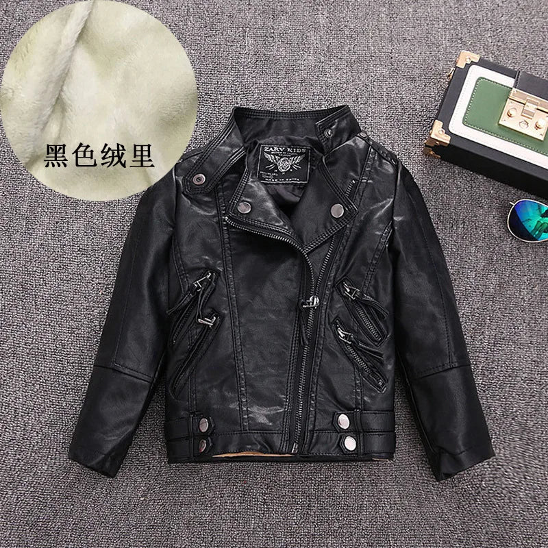 best 2-14 Years Old Girls Faux Leather Jacket Children PU Coat Long Sleeve Zip Belt Locomotive Jacket Stylish Teen Kids Boys Jackets shop online at M2K Trends for