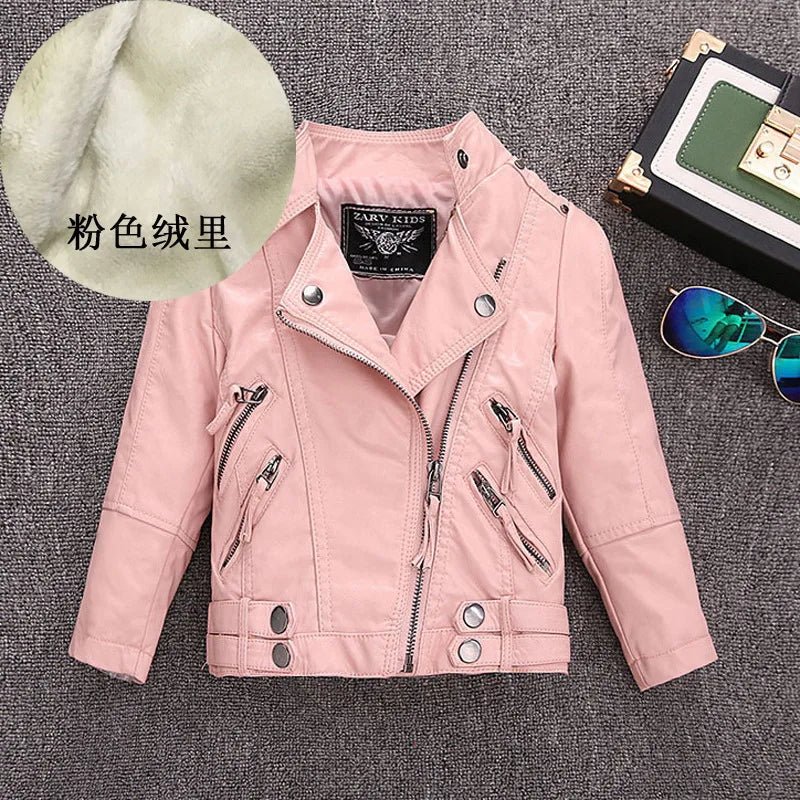 best 2-14 Years Old Girls Faux Leather Jacket Children PU Coat Long Sleeve Zip Belt Locomotive Jacket Stylish Teen Kids Boys Jackets shop online at M2K Trends for