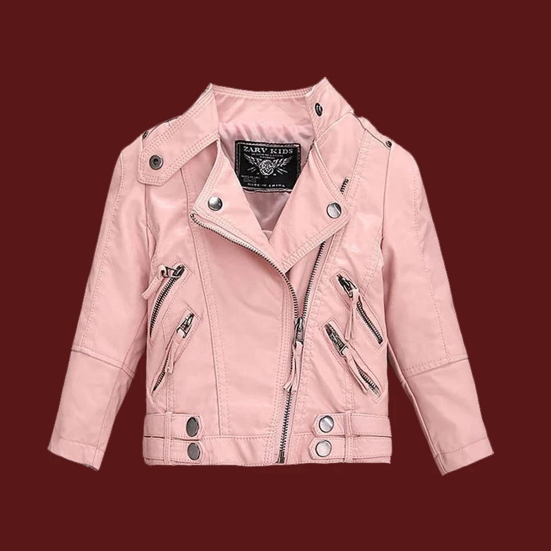 best 2-14 Years Old Girls Faux Leather Jacket Children PU Coat Long Sleeve Zip Belt Locomotive Jacket Stylish Teen Kids Boys Jackets shop online at M2K Trends for