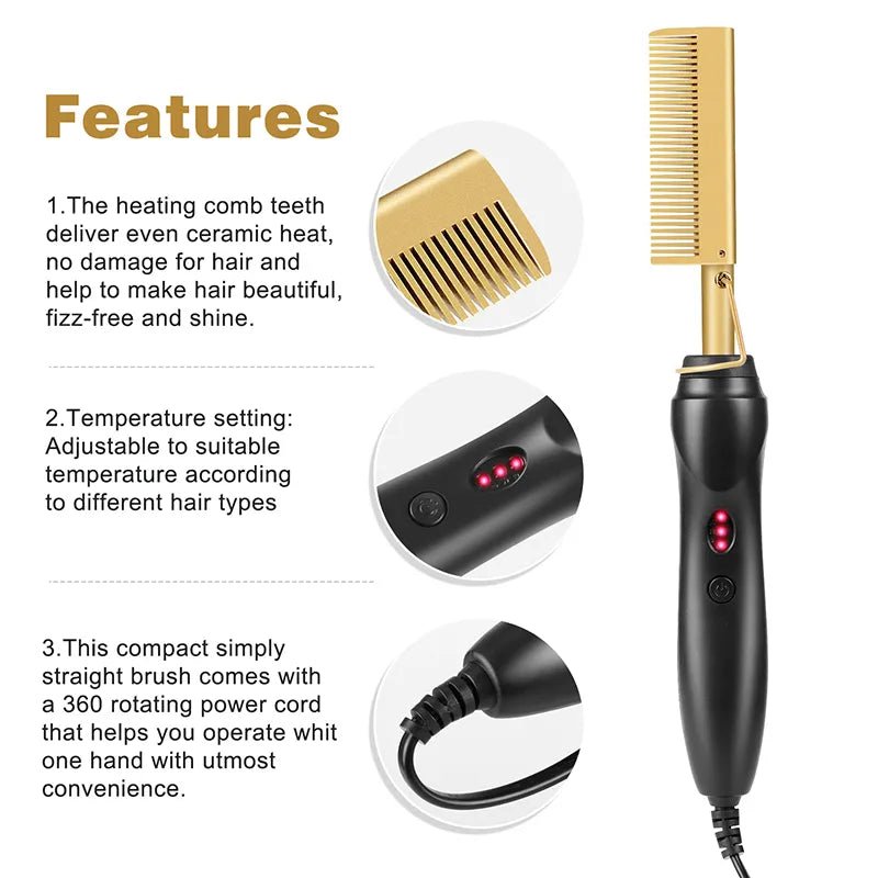 best 2 in 1 Electric Hot Heating Comb Hair Straightener Curler Wet Dry Hair Iron Straightening Brush Hair Styling Tool Electric Hot Heating Comb shop online at M2K Trends for Electric Hot Heating Comb