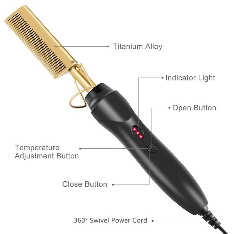 best 2 in 1 Electric Hot Heating Comb Hair Straightener Curler Wet Dry Hair Iron Straightening Brush Hair Styling Tool Electric Hot Heating Comb shop online at M2K Trends for Electric Hot Heating Comb