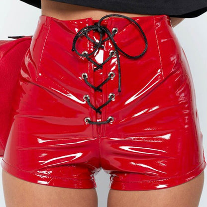 best 2021 Summe Hot Sale Fashion Women&#39;s PVC Gothic Wet Look Mini Shorts High Waist Dance Club Rock Hot Pants 0 shop online at M2K Trends for