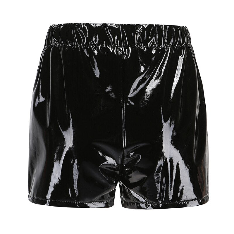 best 2021 Summe Hot Sale Fashion Women&#39;s PVC Gothic Wet Look Mini Shorts High Waist Dance Club Rock Hot Pants 0 shop online at M2K Trends for