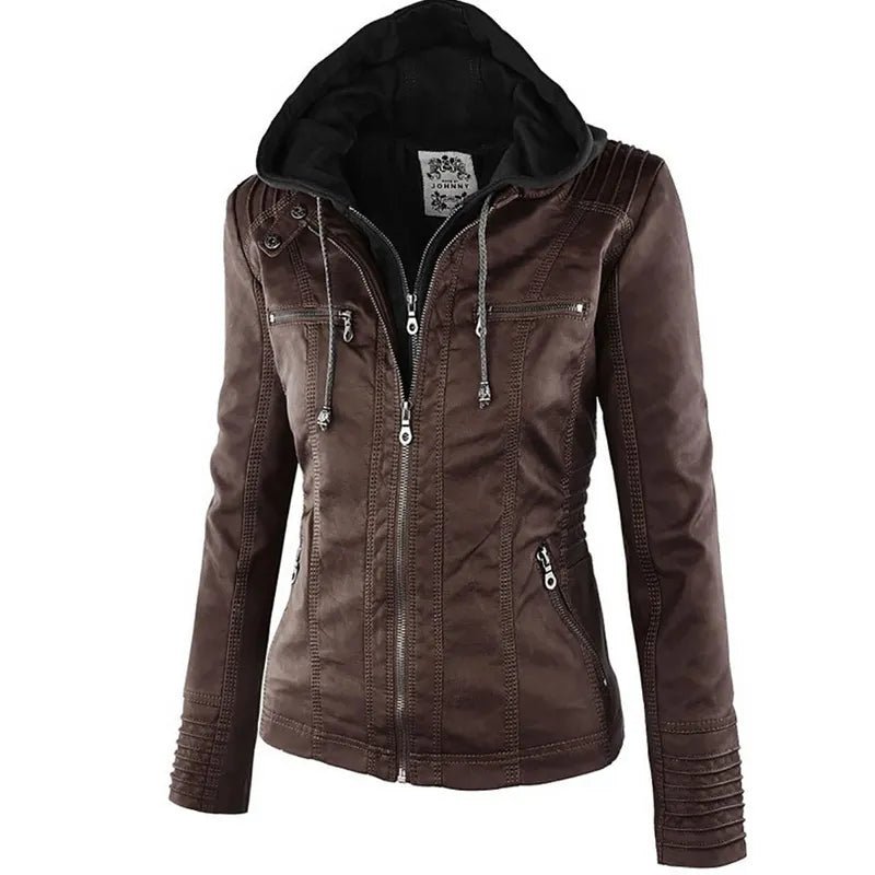 best 2022 Fashion Winter Faux Leather Jacket Women's Basic Jackets Hooded Black Slim Motorcycle Jacket Women Coats Female jaqueta winter jacket shop online at M2K Trends for Jackets & Coats