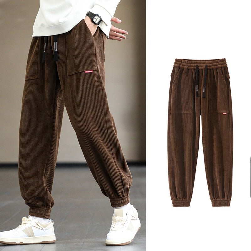 best 2022 New Autumn Winter Corduroy Sweatpants Men Baggy Joggers Fashion Streetwear Loose Casual Harem Pants Plus SIze 8XL 0 shop online at M2K Trends for