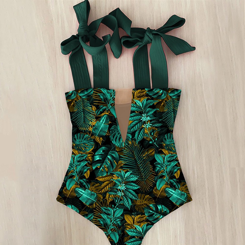 best 2022 New Sexy One Piece Swimsuit Shoulder Strappy Swimsuit Print Floral Swimwear Women Backless Bathing Suit Beach Wear Monokini 0 shop online at M2K Trends for