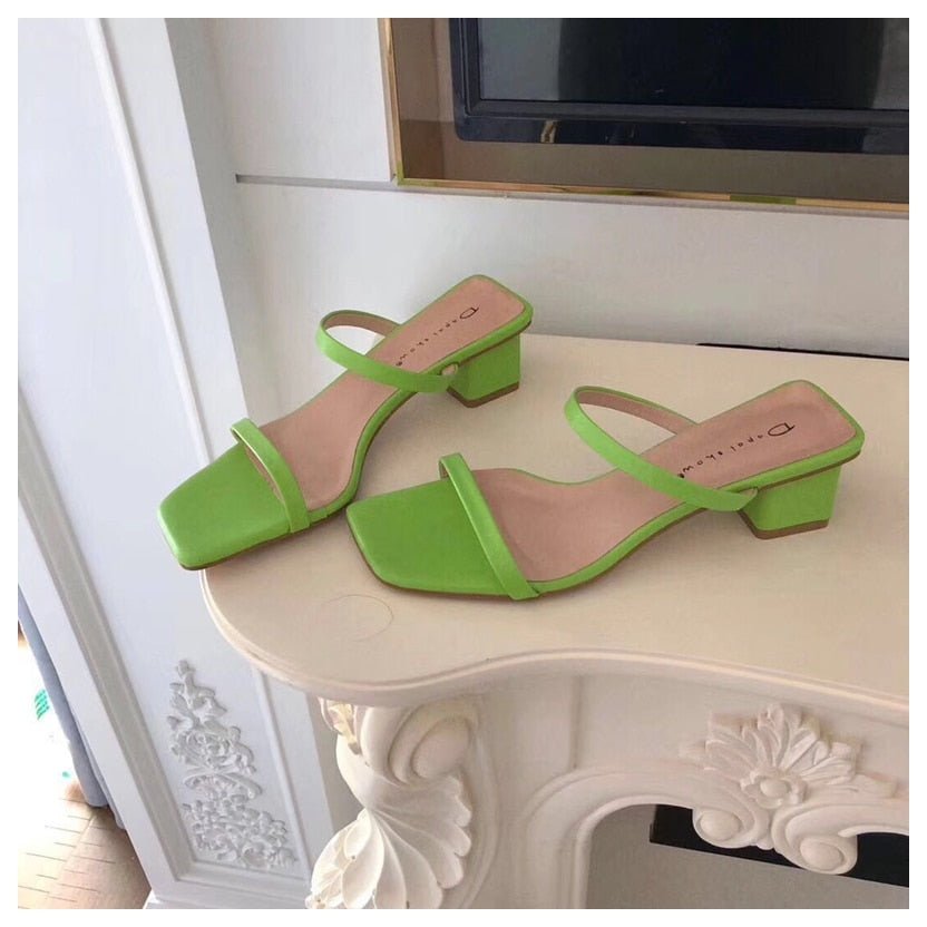 best 2022 New Summer Slippers Low Heels Slides Female Peep Toe Square Heel Slipper Brand Sandals Women Slipper Big Size 41 Flip Flops 0 shop online at M2K Trends for