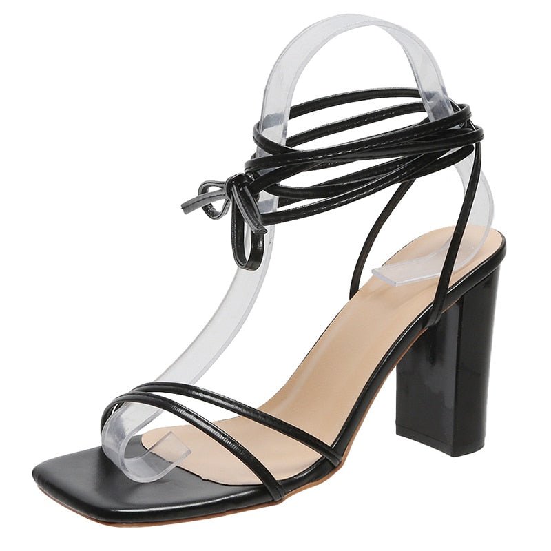 best 2022 Summer White Black Woman Ankle Strap Sandals Leather Cross-Tied High Heels Shoes Sexy Lace Up Party Pumps shoe Size 35-42 0 shop online at M2K Trends for
