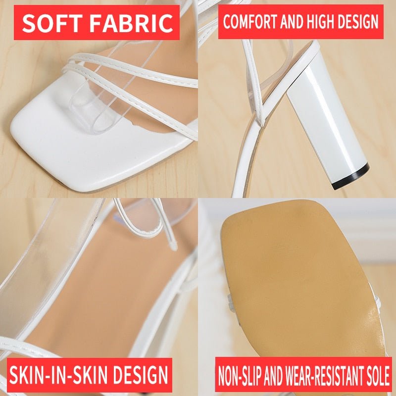 best 2022 Summer White Black Woman Ankle Strap Sandals Leather Cross-Tied High Heels Shoes Sexy Lace Up Party Pumps shoe Size 35-42 0 shop online at M2K Trends for