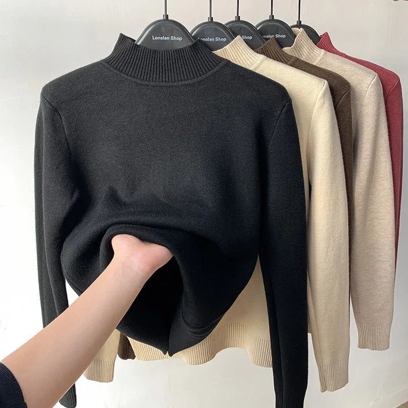 best Thick Velvet One-Piece Tops Wear Female Wool Mid-High Collar Warm Bottoming Shirt 0 shop online at M2K Trends for 2022 Winter Thermal Underwear Women&#39;s Thick Velvet One-Piece Tops Wear Female Wool Fleece Mid-High Collar Warm Bottoming Shirt