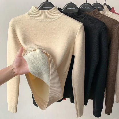 best Thick Velvet One-Piece Tops Wear Female Wool Mid-High Collar Warm Bottoming Shirt 0 shop online at M2K Trends for 2022 Winter Thermal Underwear Women&#39;s Thick Velvet One-Piece Tops Wear Female Wool Fleece Mid-High Collar Warm Bottoming Shirt