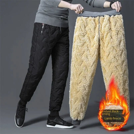 best 2023 Winter Lambswool Warm Pants Thicken Men Loose Jogger Fleece Pants Casual Long Track Windproof Waterproof Thermal Trousers shop online at M2K Trends for