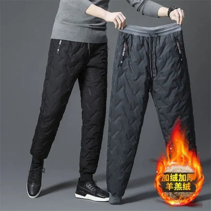 best 2023 Winter Lambswool Warm Pants Thicken Men Loose Jogger Fleece Pants Casual Long Track Windproof Waterproof Thermal Trousers shop online at M2K Trends for