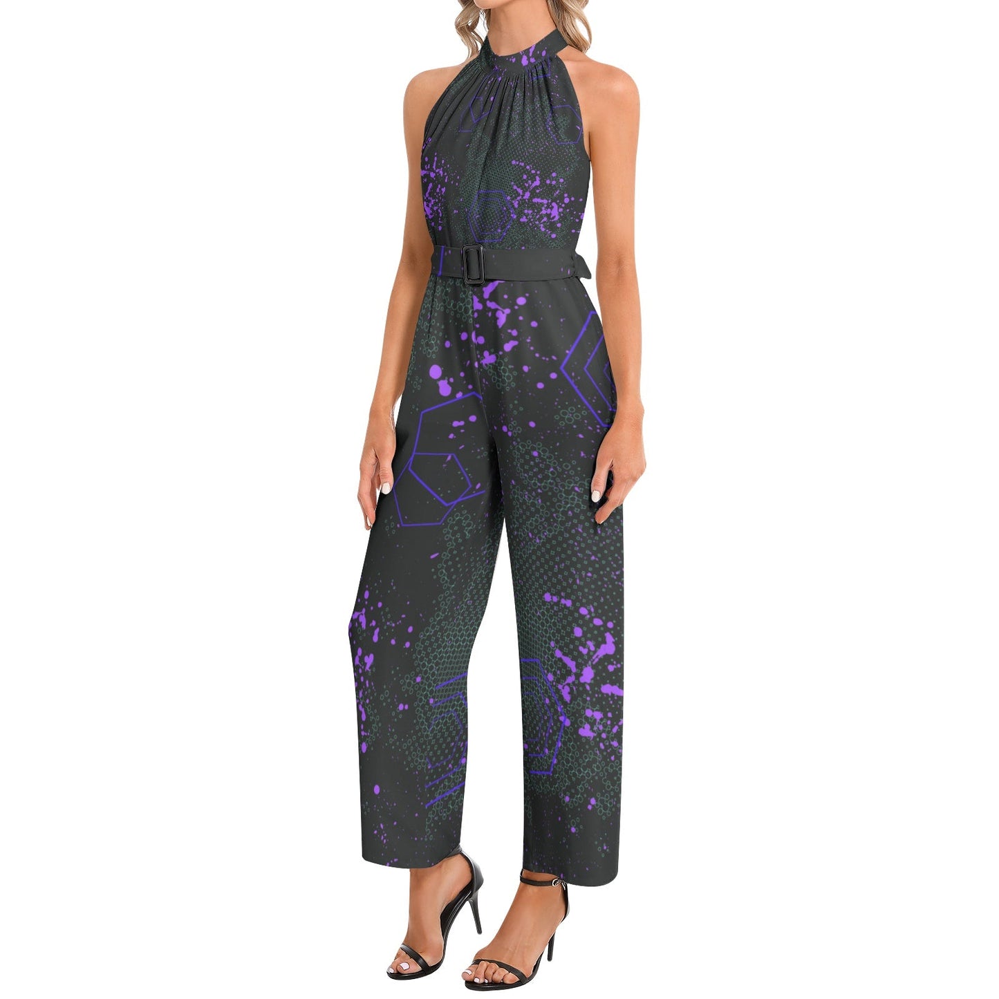 best 2024 Halter Neck Buckle Belted Jumpsuit Jumpsuit shop online at M2K Trends for jumpsuit for women